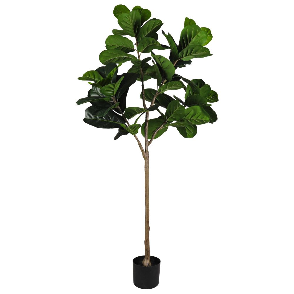 ECOOPTS 5FT Artificial Fiddle Leaf Fig Tree Fake Ficus Lyrata Plants with Plastic Nursery Pot Artificial Trees for Garden Indoor Outdoor Decor (1 Pack)