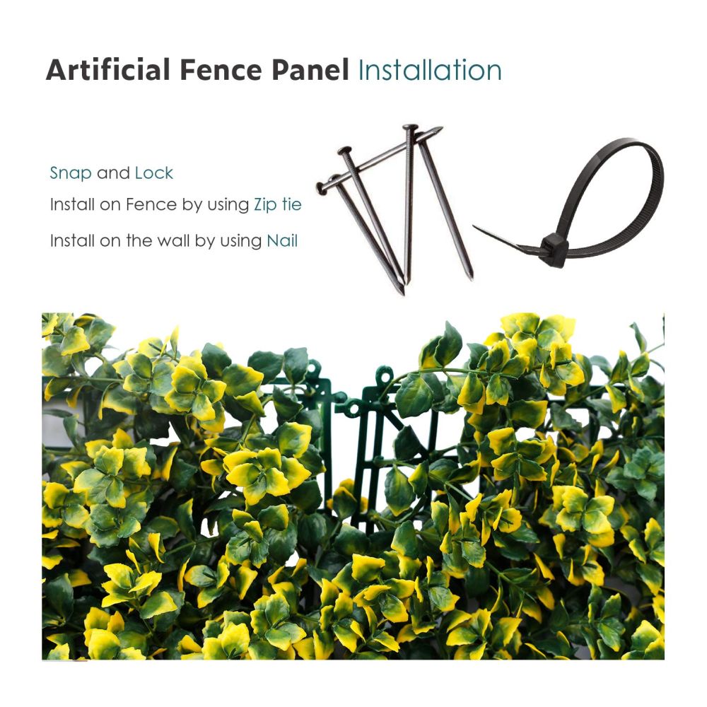 Artificial Grass Wall Faux Boxwood Panel Privacy Ivy Fence Screen Decoration for Backyard Garden Home Outdoor Indoor, 20