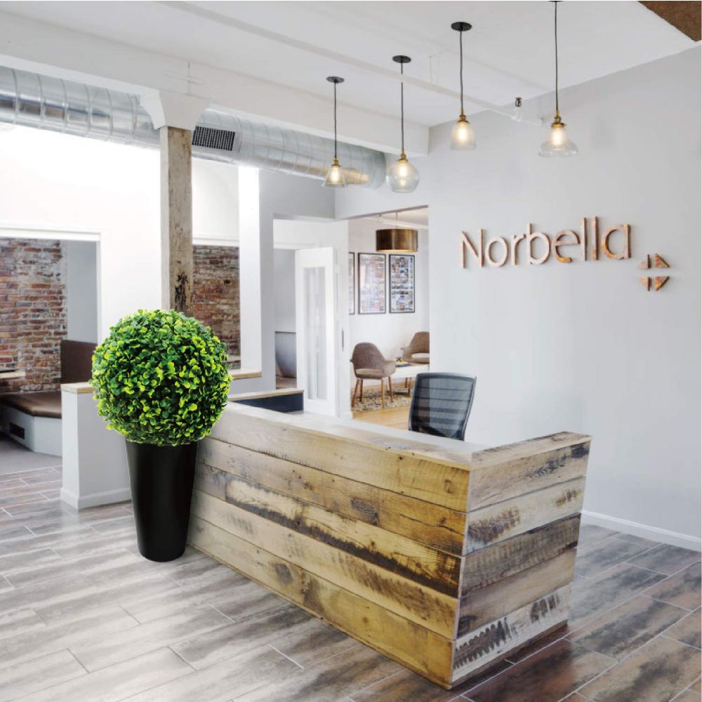 ECOOPTS 15 inch Artificial Topiary Ball Lifelike Plants Boxwood Decoration for Home Garden Porch Backyard Balcony Wedding Party (1 Pack)