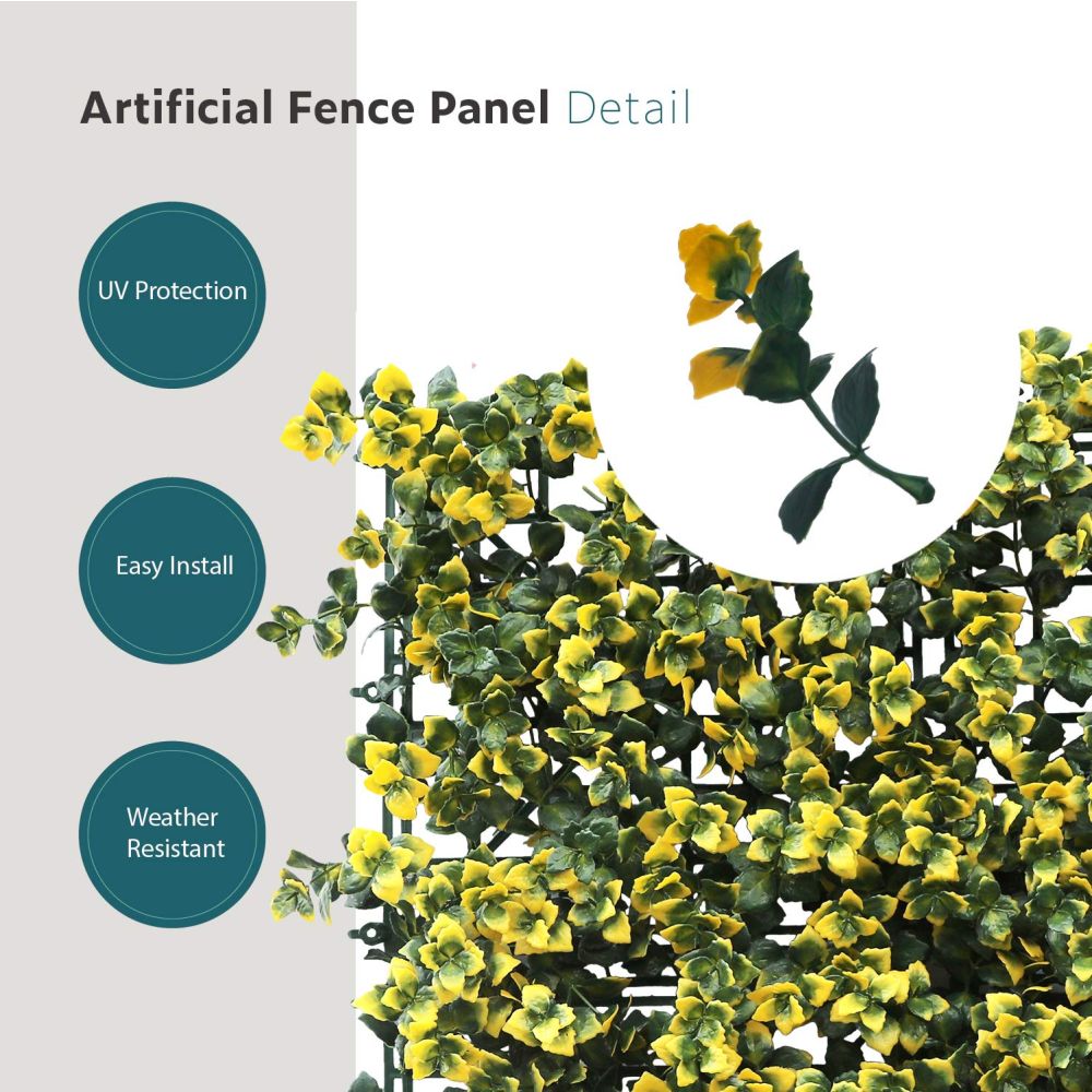 Artificial Grass Wall Faux Boxwood Panel Privacy Ivy Fence Screen Decoration for Backyard Garden Home Outdoor Indoor, 20