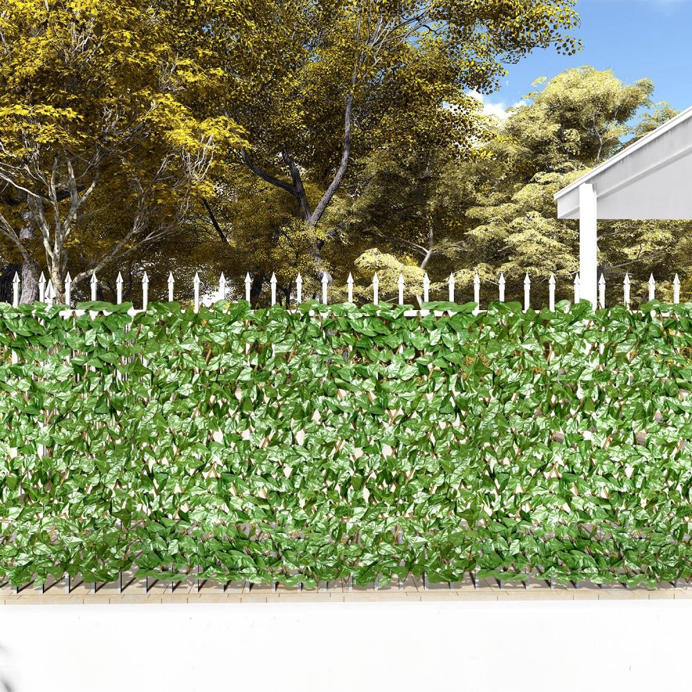 Expandable Artificial Laurel Leaf Ivy Privacy Fence Screen Decoration for Backyard Patio Balcony Outdoor Indoor