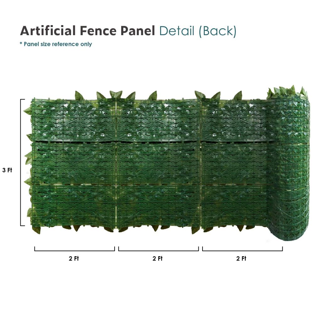 Expandable Artificial Laurel Fence Wall Décor Faux Leaf Privacy Fence Screen Plant Leaves Covering Decoration for Home Backyard Garden, 3'x8', 1 Piece