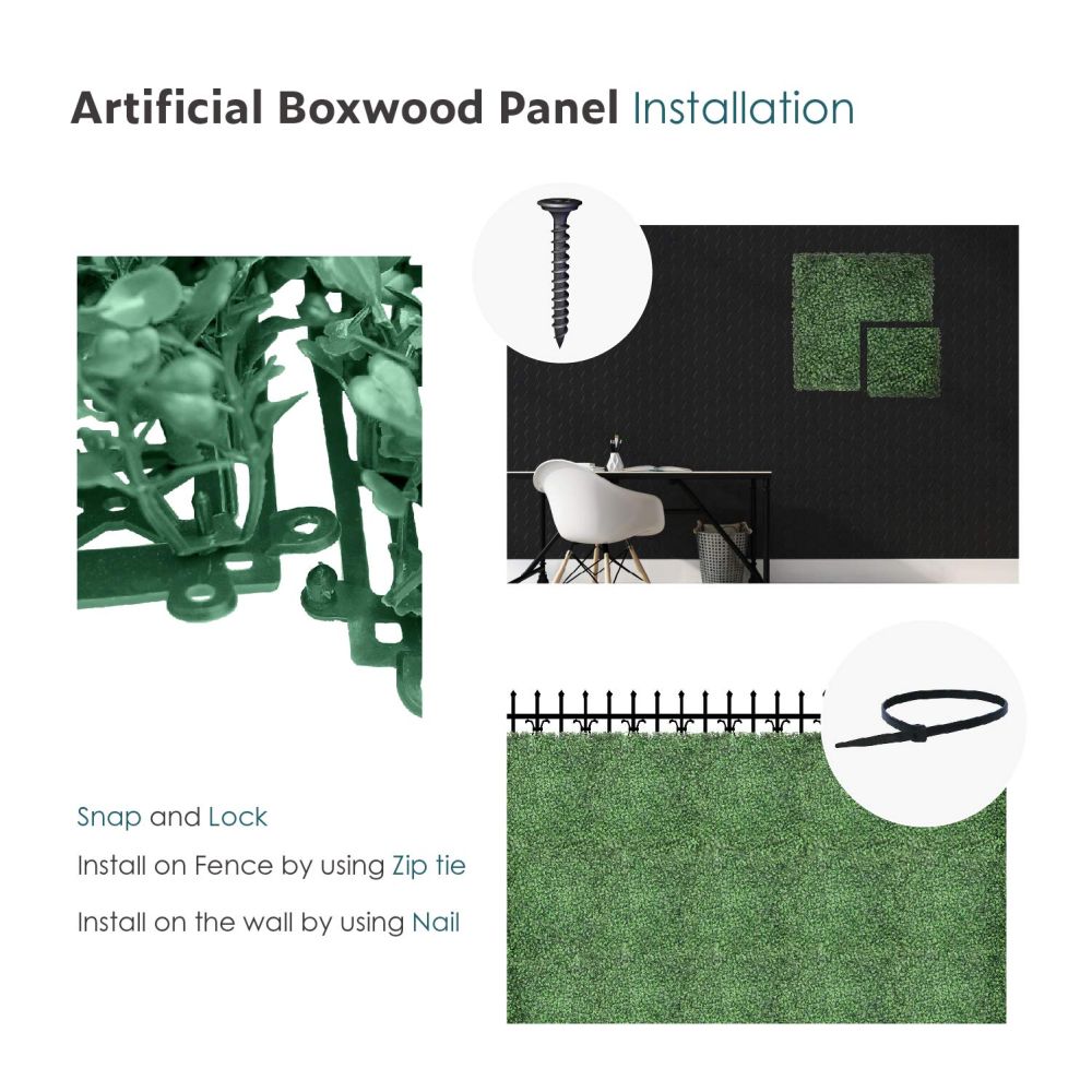 Artificial Grass Wall Faux Boxwood Panel Privacy Ivy Fence Screen Decoration for Backyard Garden Home Outdoor Indoor, 20