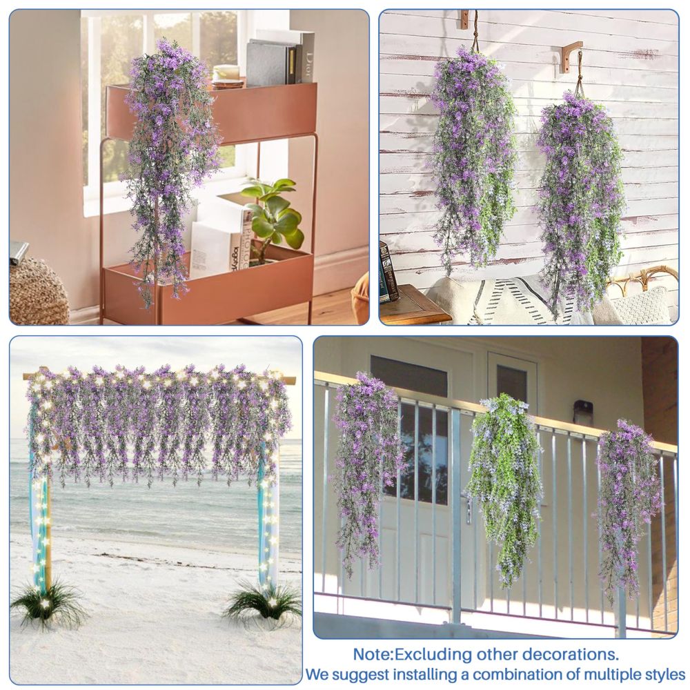 ECOOPTS 1 Pc Artificial Branches Fake Hanging Plants Artificial Hanging Greenery Plant Fake Leaves for Wall Home Garden Indoor and Outdoor Decoration (Purple)