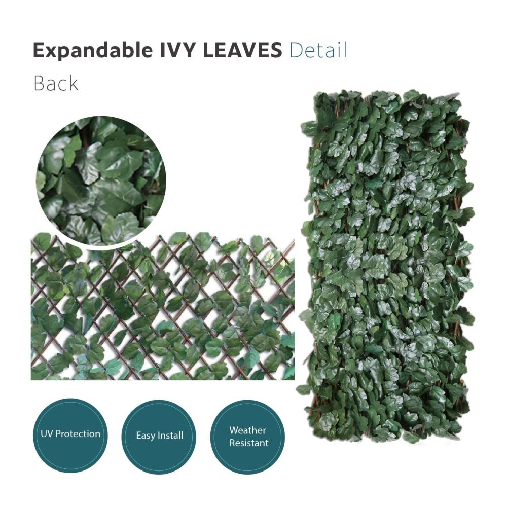 ECOOPTS Artificial Leaf Faux Ivy Expandable/Stretchable Privacy Fence Screen (Double Sided Leaves)