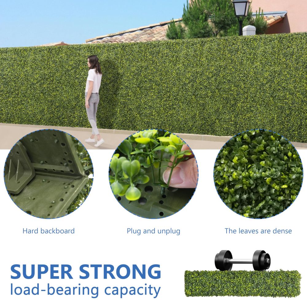ECOOPTS Artificial Boxwood Hedge Divider Wall with Faux Leaves for Party Wedding Home Yard Office (72