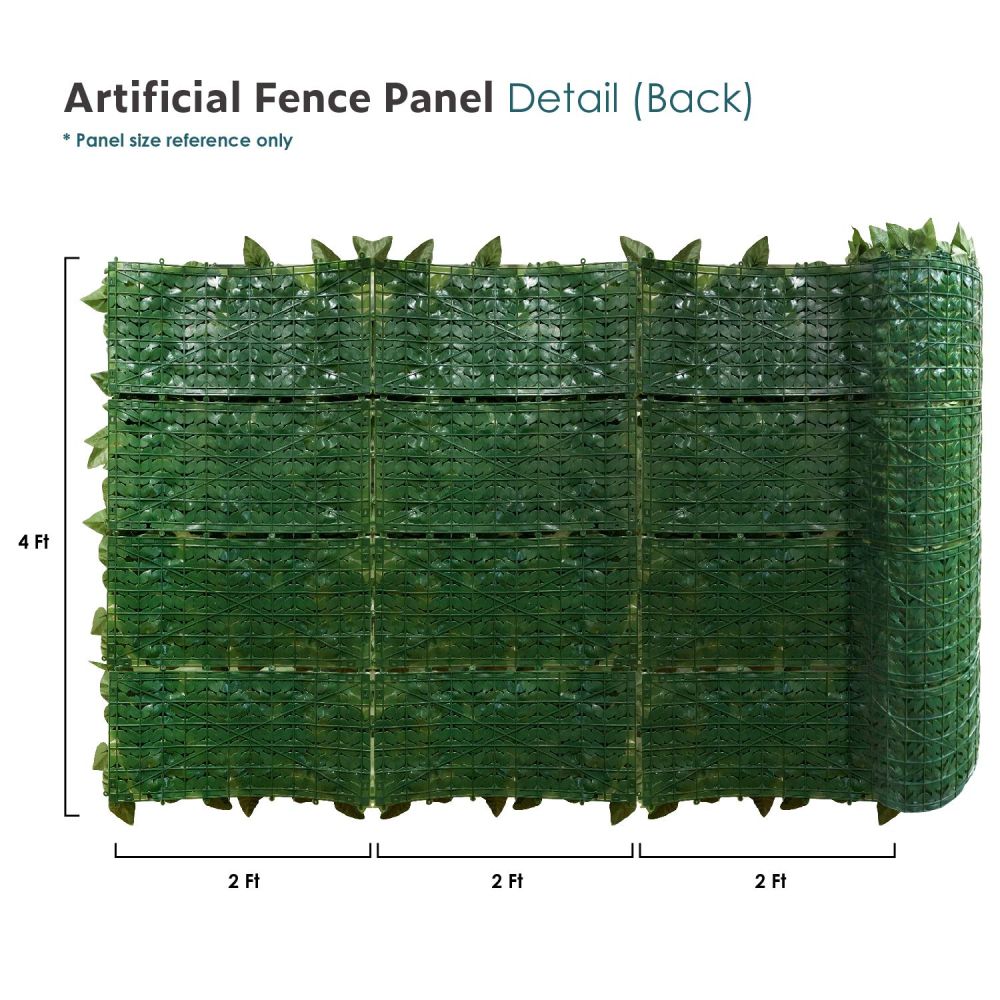 Expandable Artificial Laurel Fence Wall Décor Faux Leaf Privacy Fence Screen Plant Leaves Hedge Covering Decoration for Home Backyard Garden, 4'x14', 1 Piece