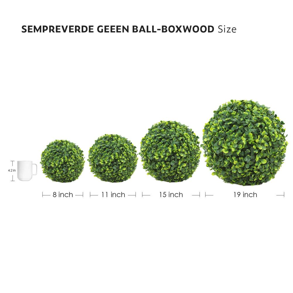 11 inch Artificial Topiary Ball Lifelike Plants Boxwood Decoration for Home Garden Porch Backyard Balcony Wedding Party (1 Pack)