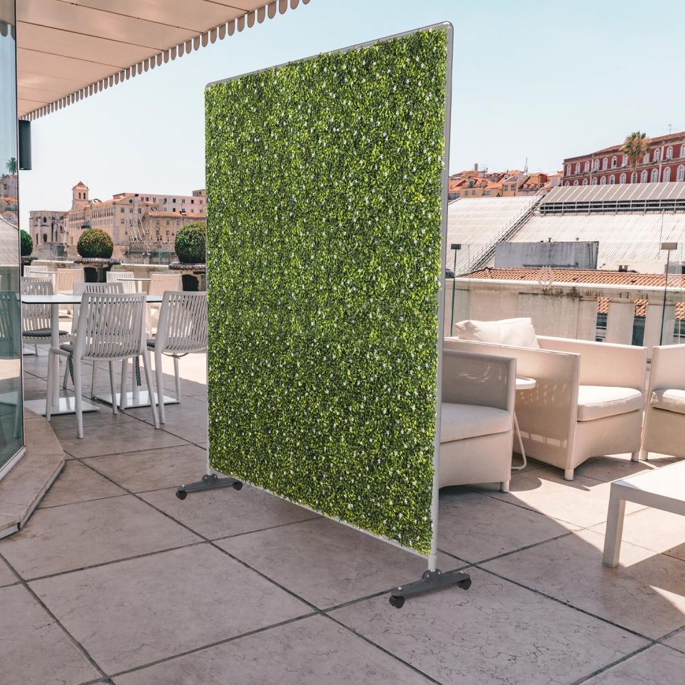 ECOOPTS H70 x W60 Artificial Plant Hedge Room Divider with Wheels, Movable Privacy Fence Panel Backdrop Divider Decoration for Indoor Outdoor