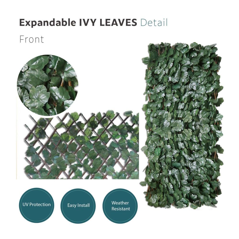 ECOOPTS Artificial Leaf Faux Ivy Expandable/Stretchable Privacy Fence Screen (Double Sided Leaves)