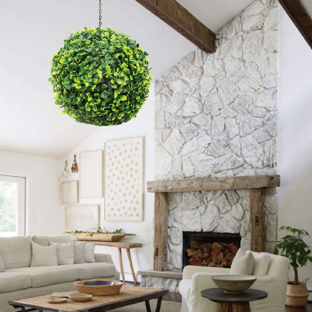 ECOOPTS 15 inch Artificial Topiary Ball Lifelike Plants Boxwood Decoration for Home Garden Porch Backyard Balcony Wedding Party (1 Pack)