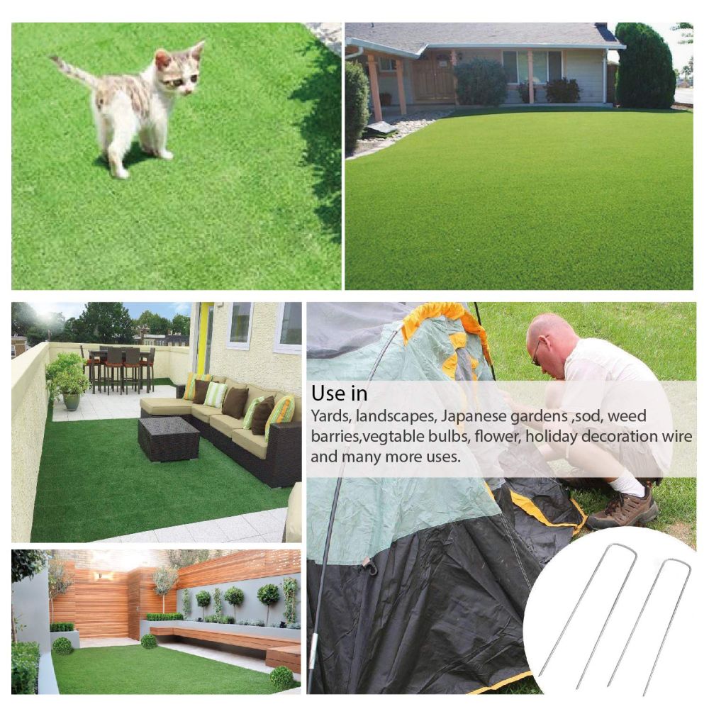 Ecoopts Garden Staples, Sod Stakes Anchor Pins, Landscape Fabric Staples, Topiary Ball Lawn Drippers. Heavy Duty Anti-Rust Weed Barrier Fabric Ground Cover Soaker.