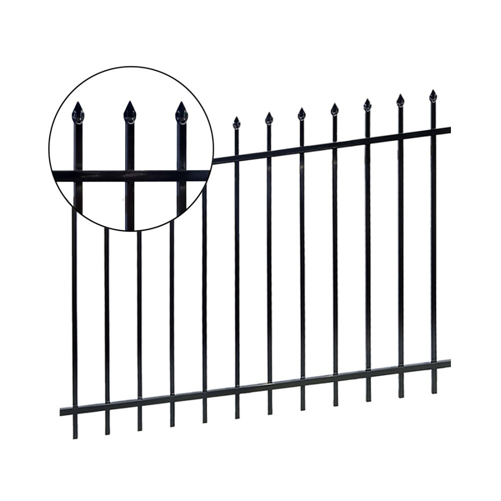2 Rails WELDING BIASABLE FENCE 70H X 94W BLACK 16ga 1.5